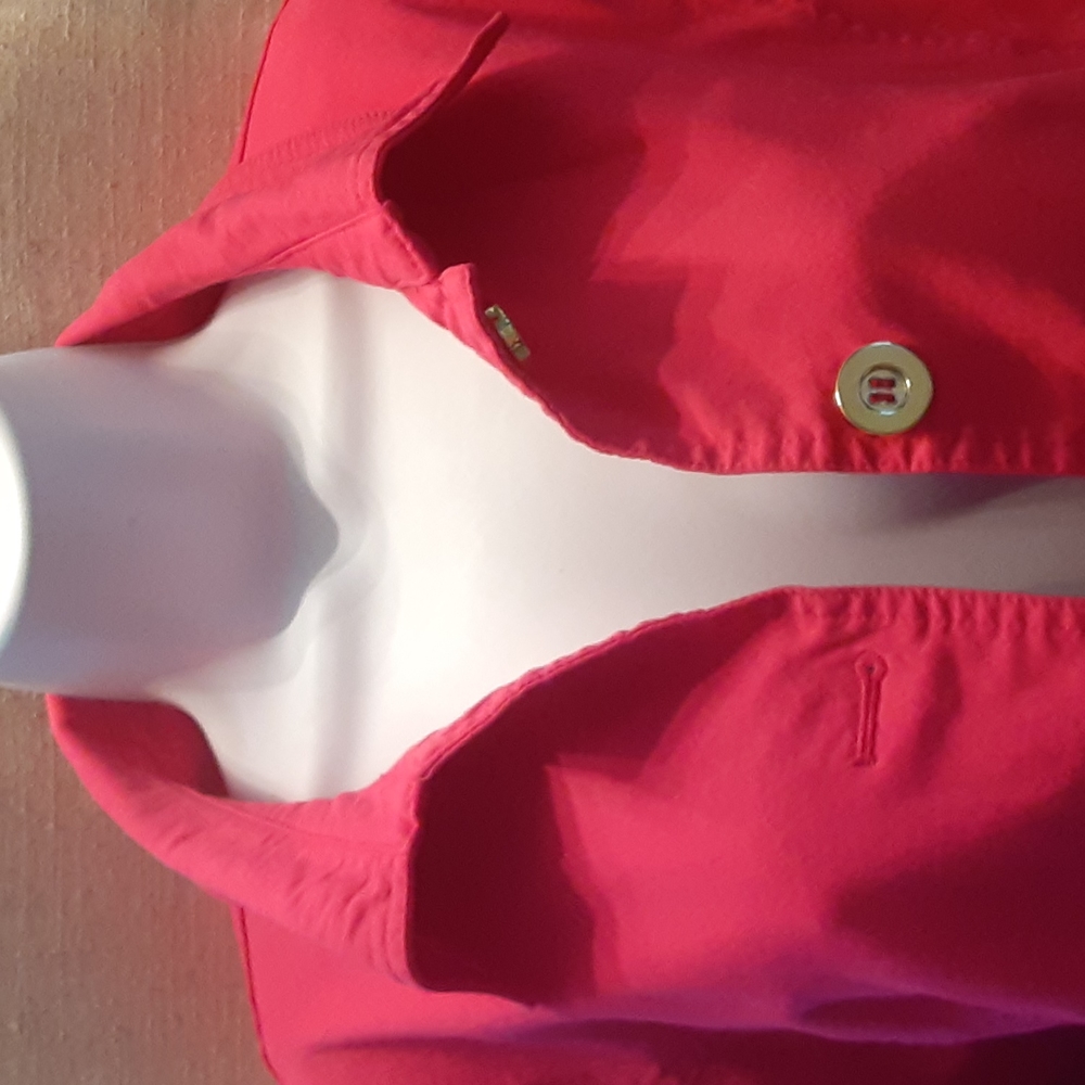 ATTYRE NY Bright Pink Gold Button Jacket SZ Large